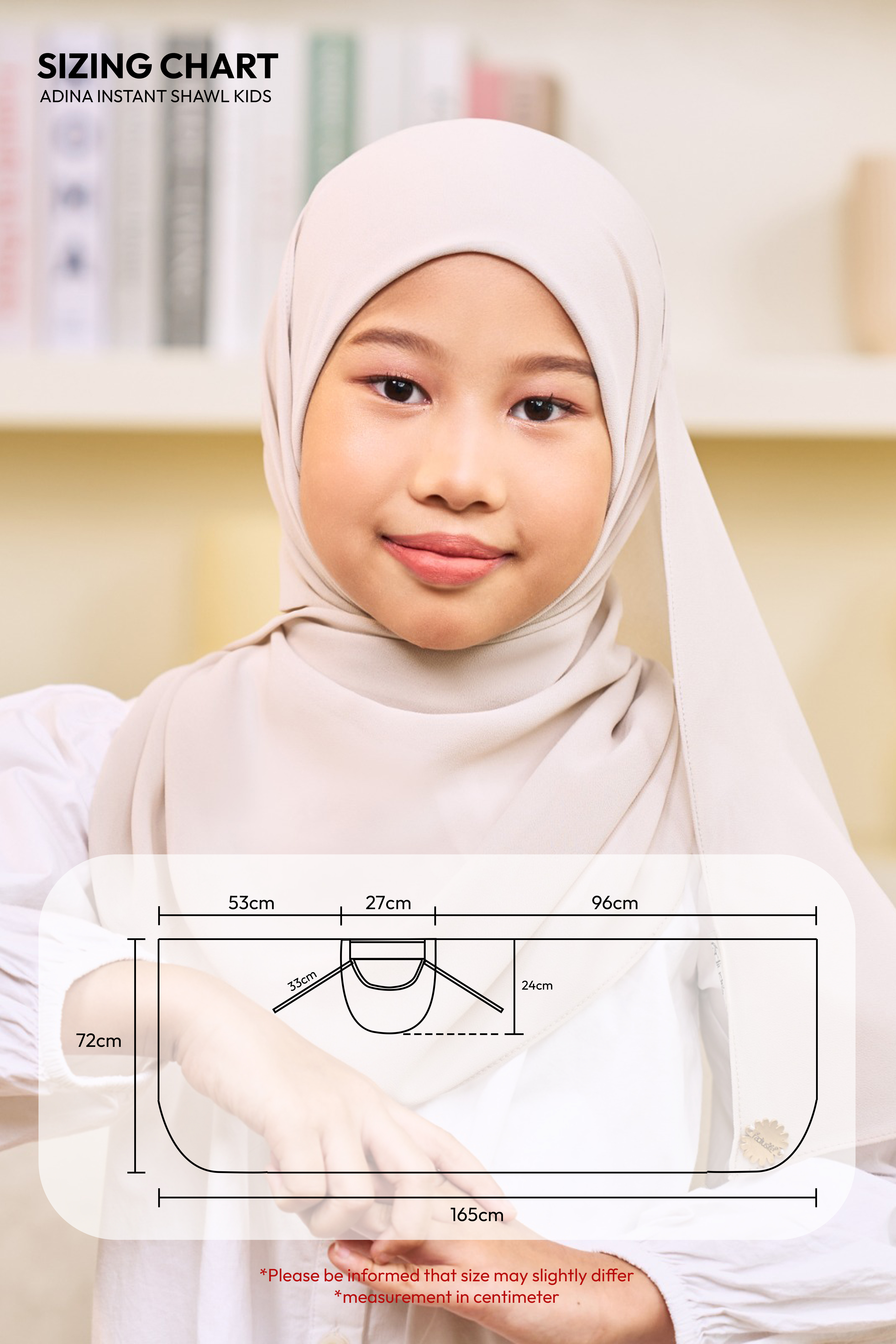 (AS-IS) ADINA Girl Instant Shawl with attached inner in White