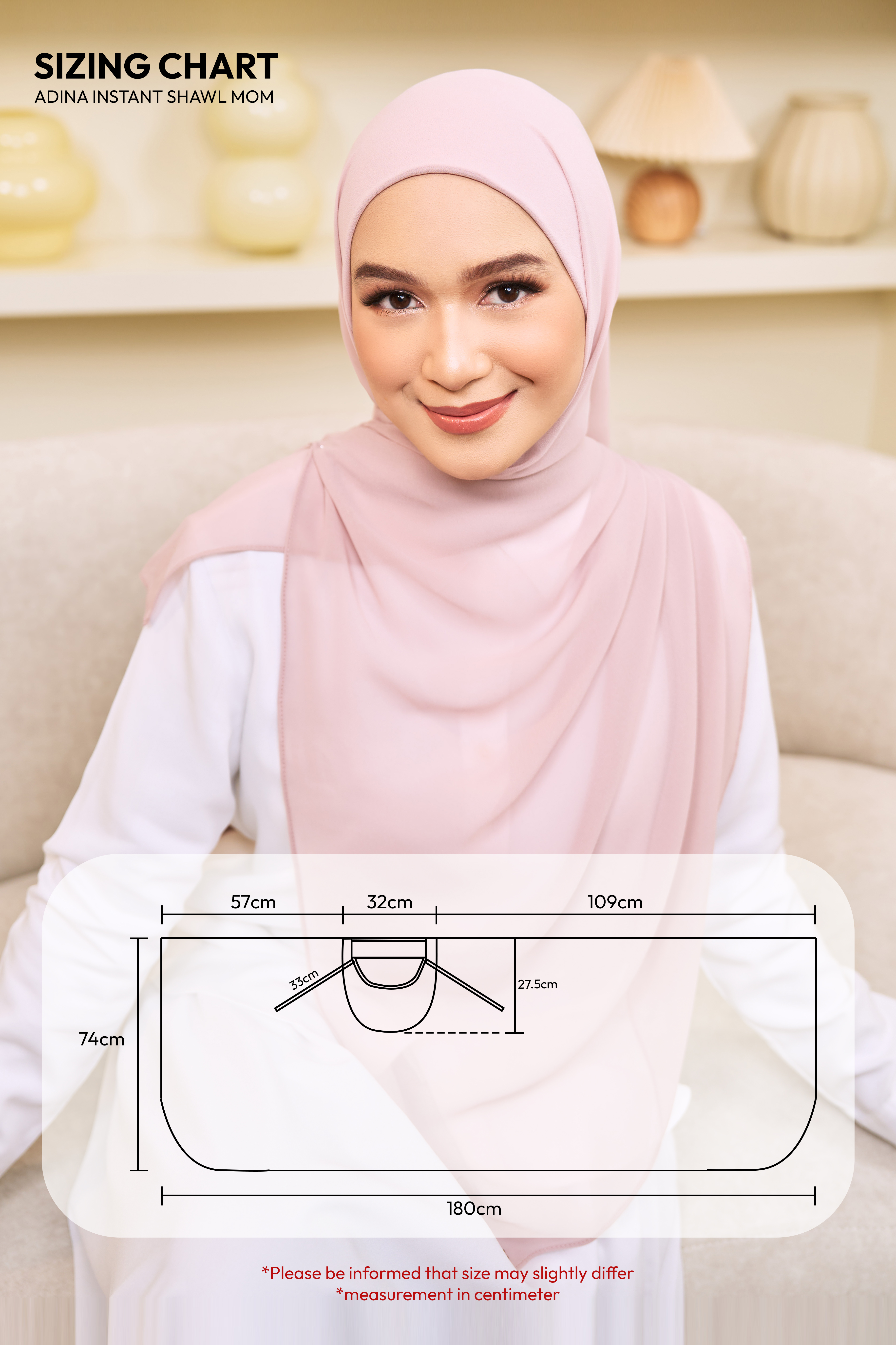 ADINA Instant Shawl with attached inner in Rose Pink