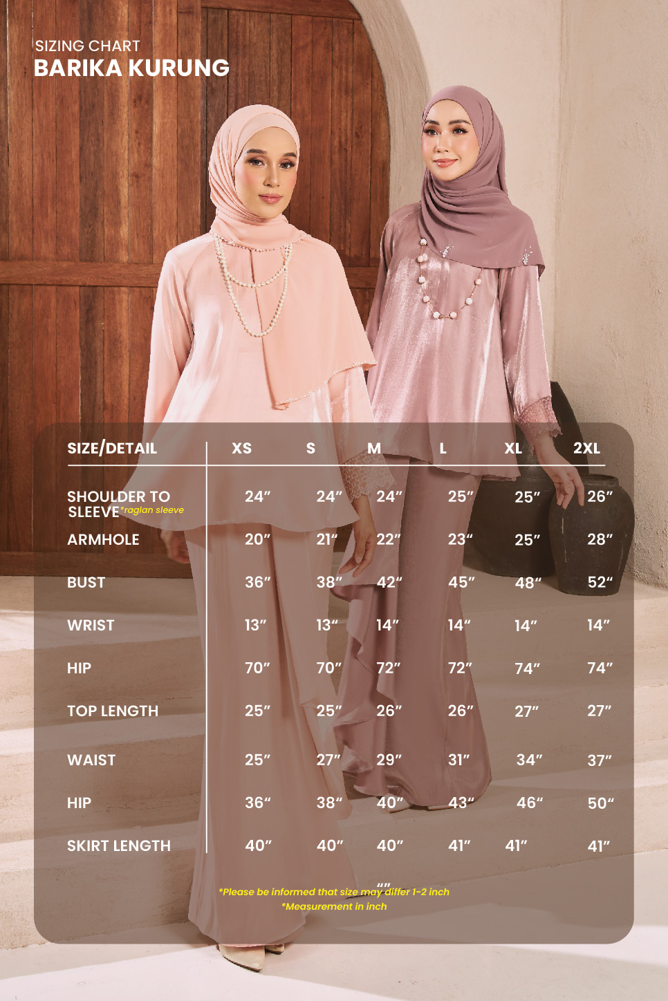 BARIKA Kurung in Soft Peach