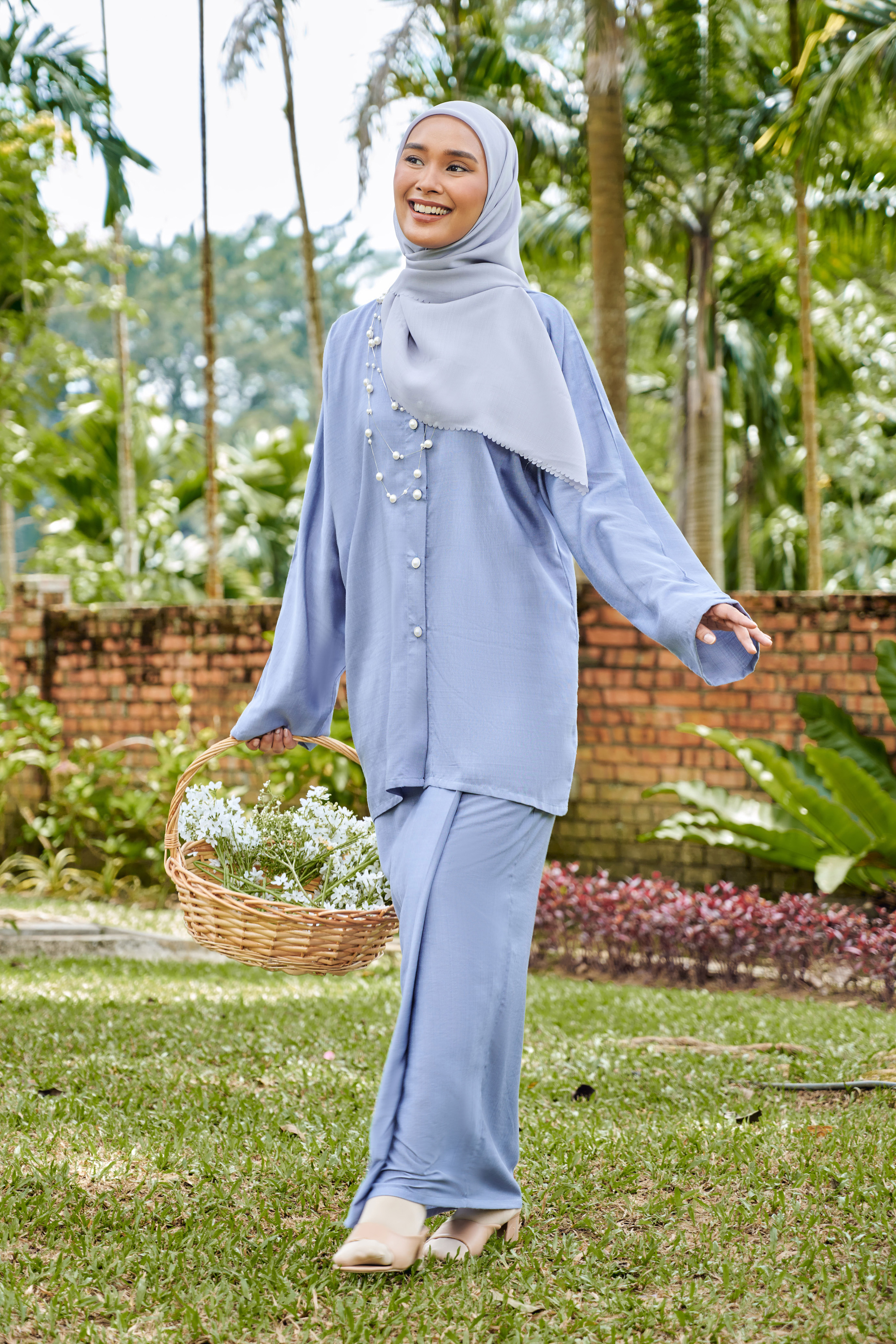 Lalita Kurung in Chalk Blue