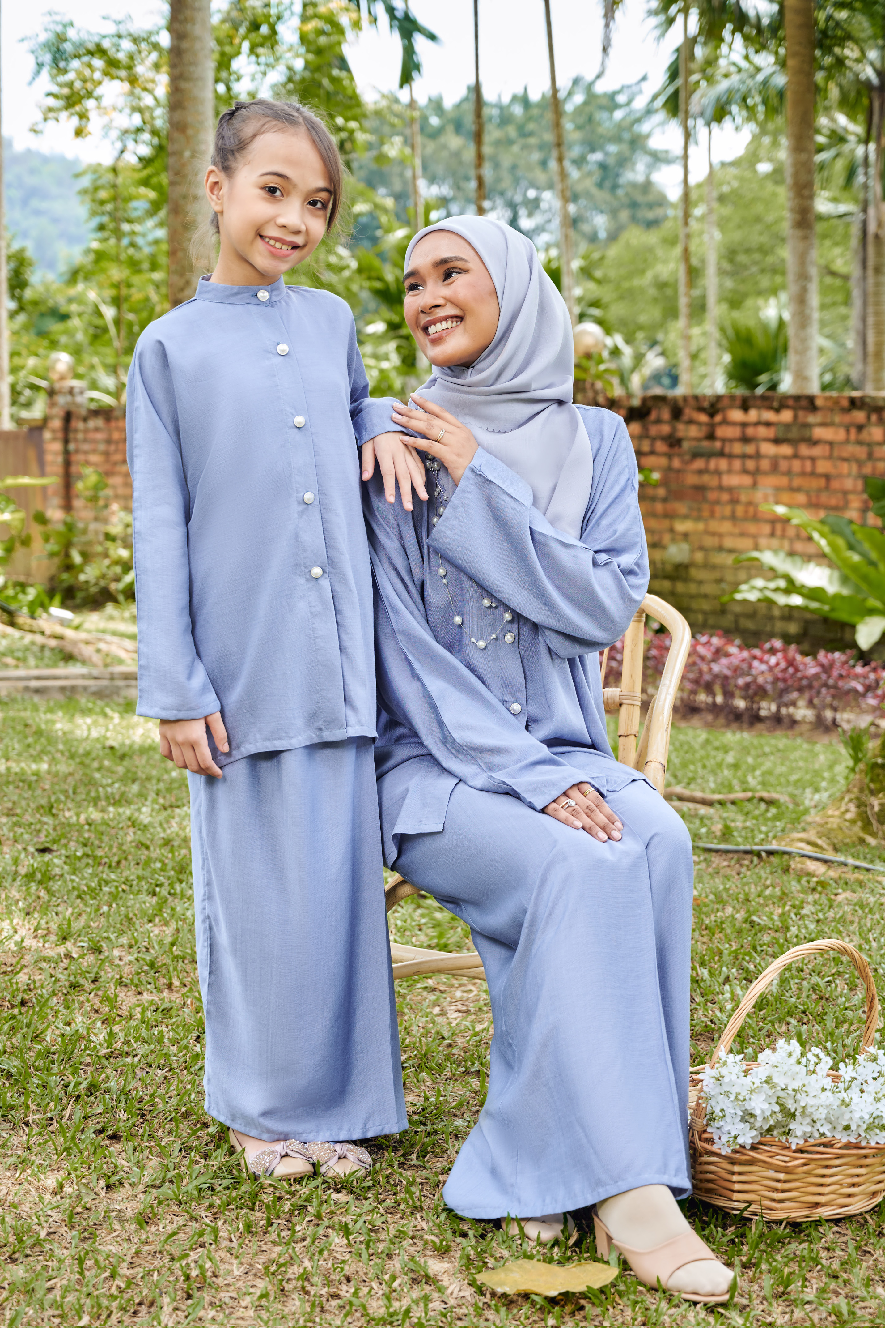 Lalita Kurung Girl in Chalk Blue