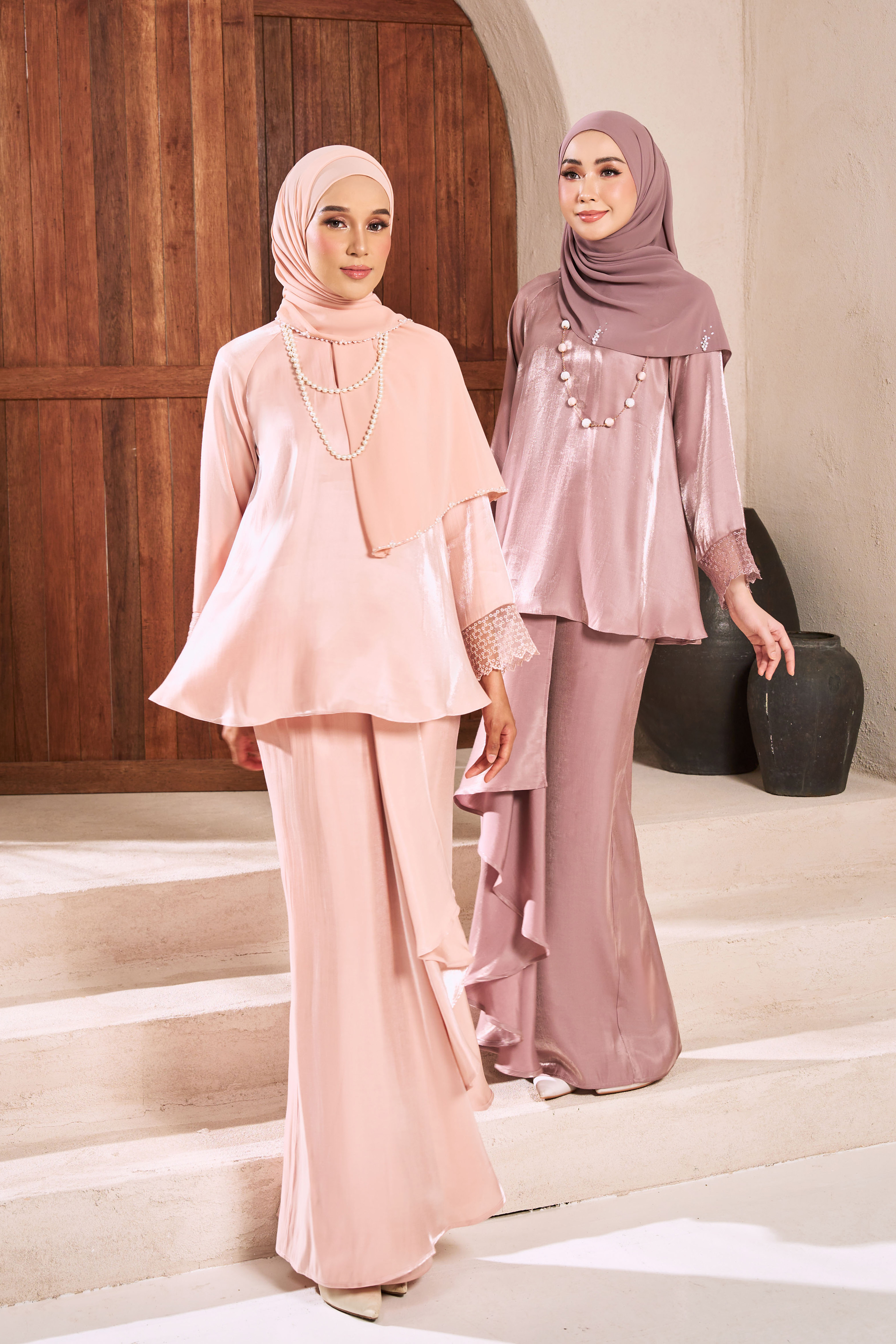 BARIKA Kurung in Soft Peach