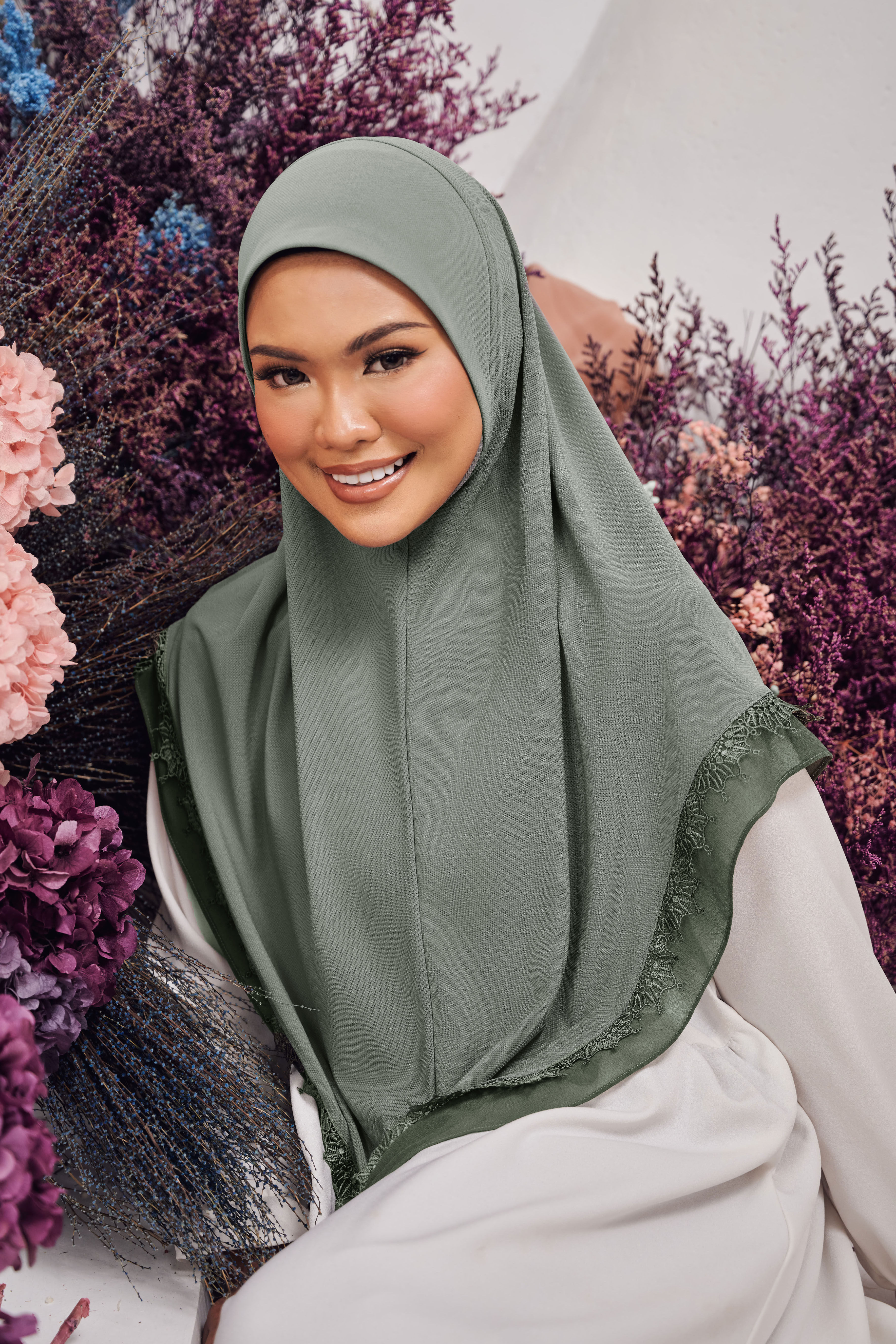 Indah Tudung Sarung in Dusty Green