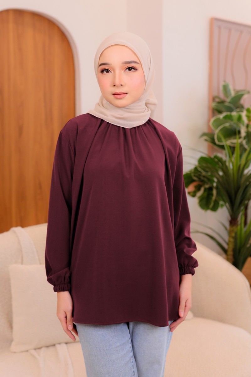 Noura Blouse in Burgundy