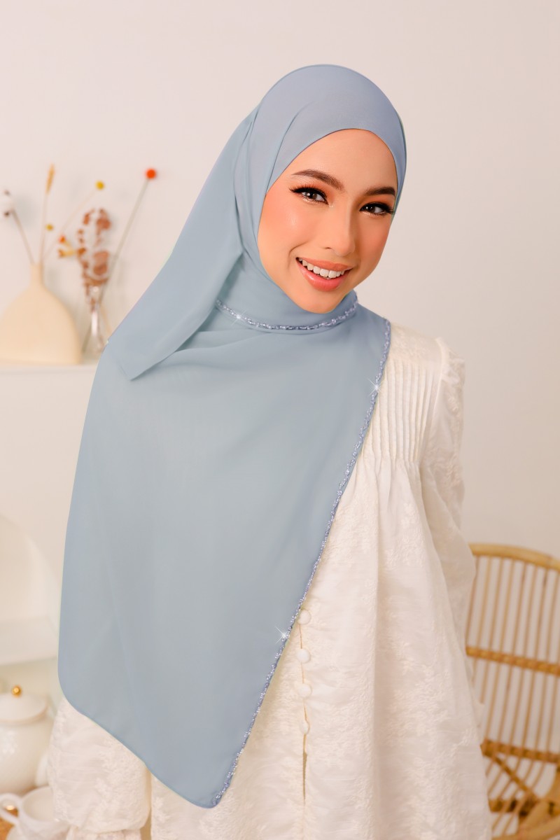 SHASMEEN Beads Long Shawl in Light Blue