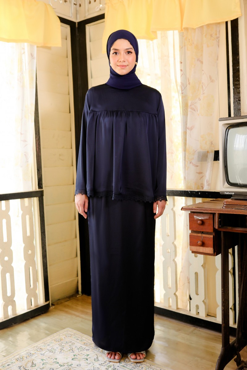 RONA Kurung in Navy Blue