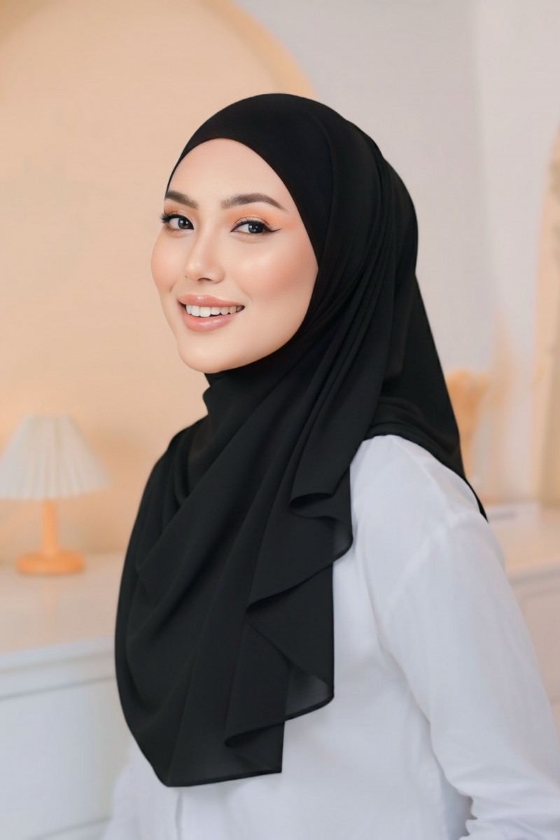 Amara Halfmoon Shawl in Black