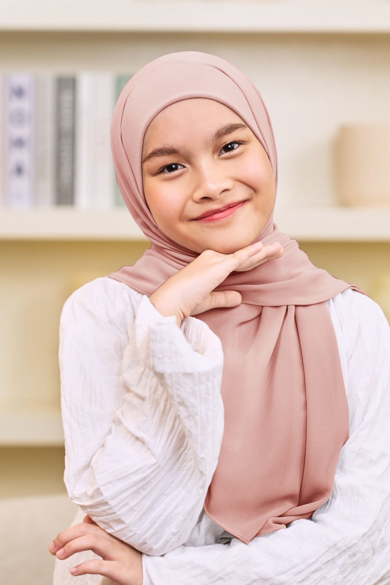 ADINA Girl Instant Shawl with attached inner in Dusty Pink