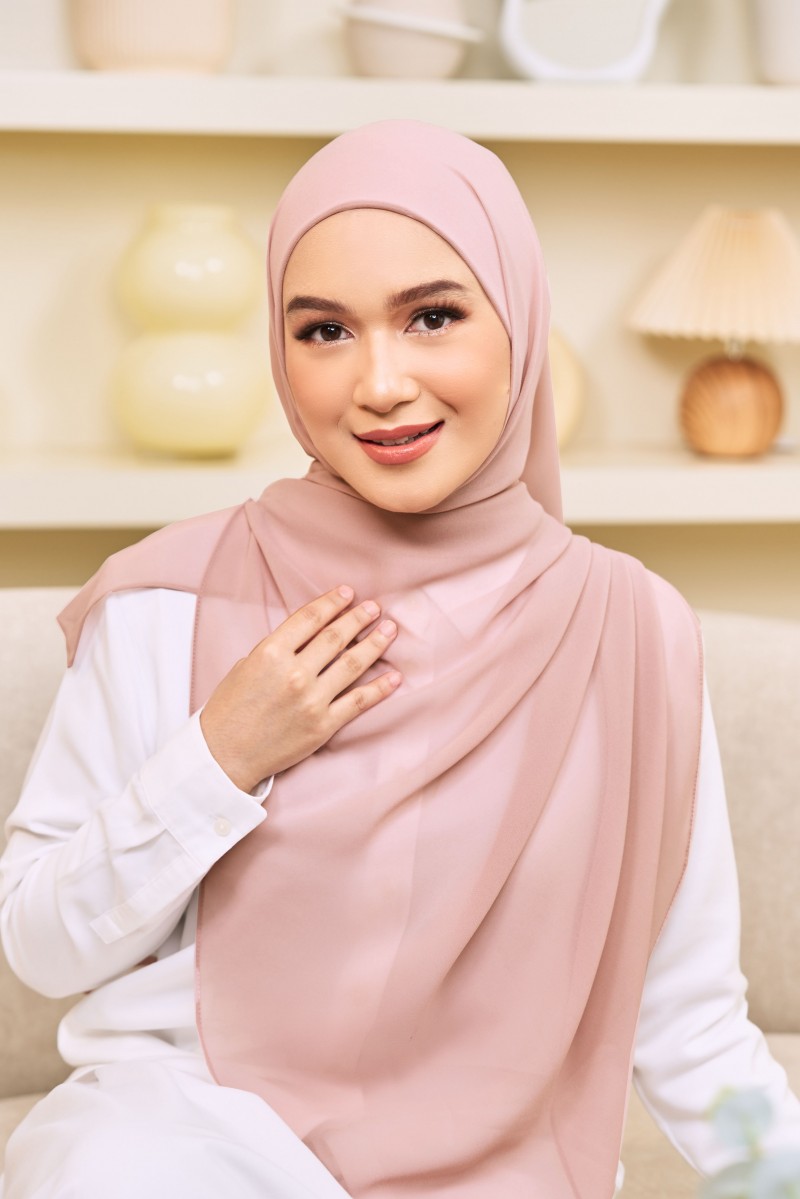 ADINA Instant Shawl with attached inner in Dusty Pink