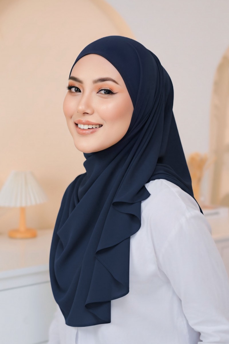 Amara Halfmoon Shawl in Navy Blue