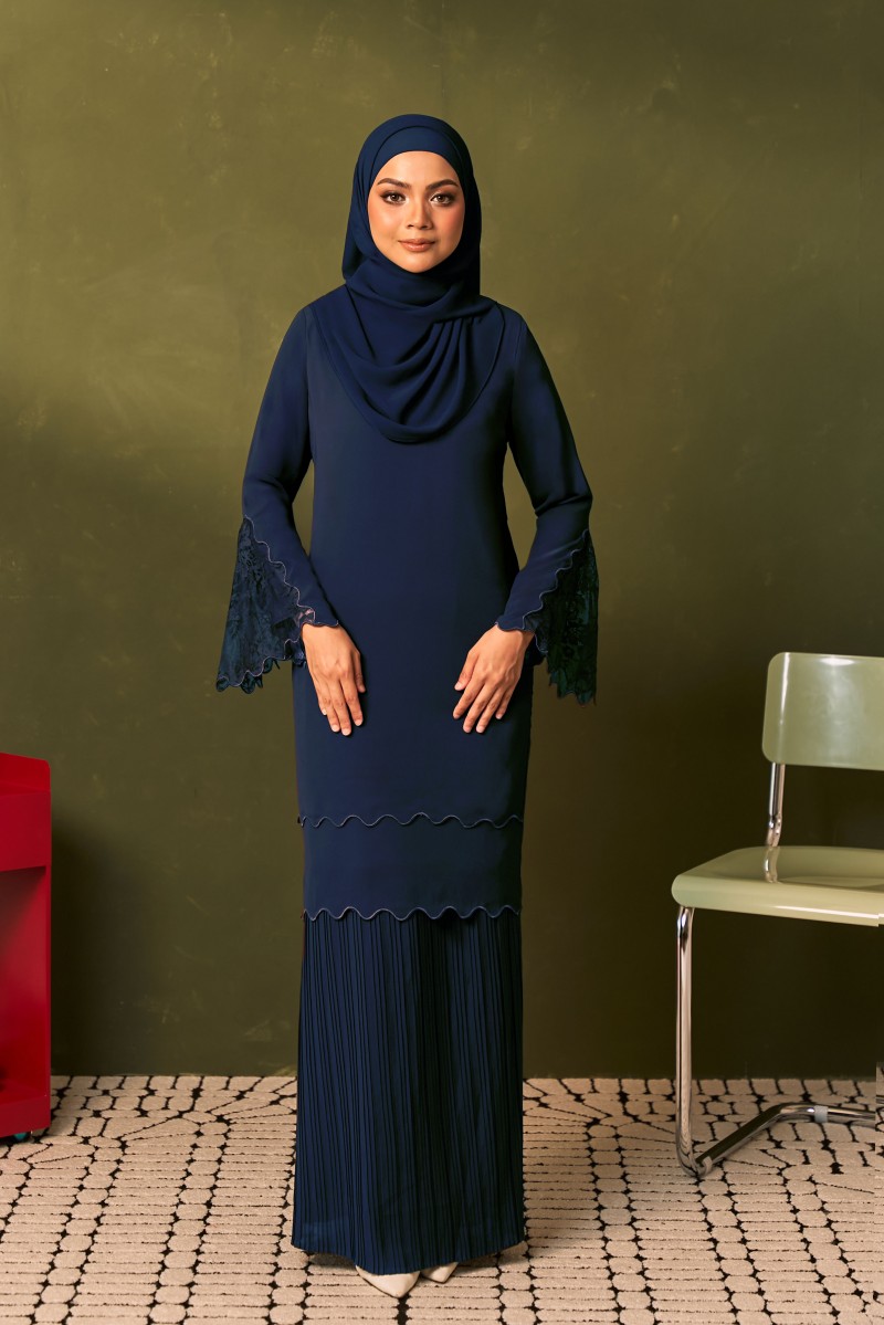 MERANTI Kurung in Navy Blue
