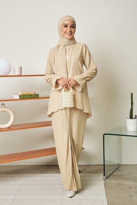 Zoella Kurung in Pale Khaki