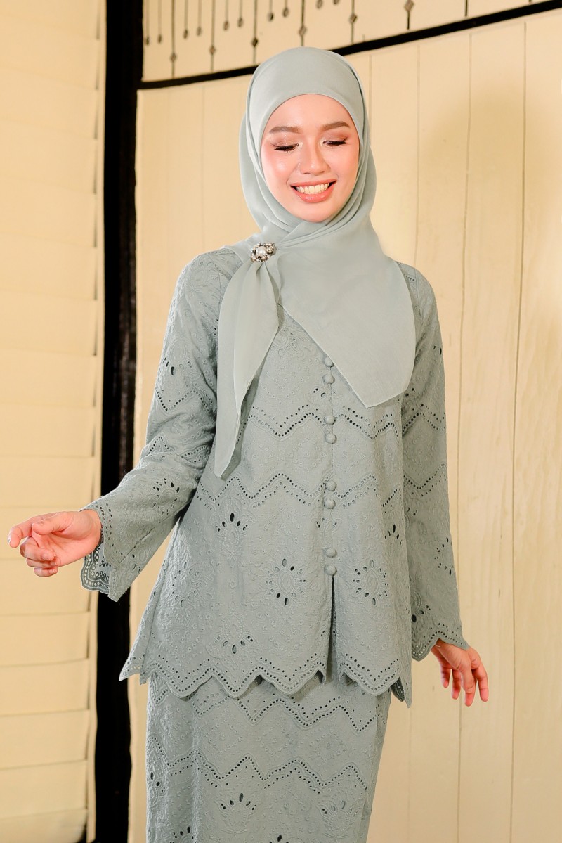 (AS-IS) NUANSA Kurung 2.0 in Sage Blue