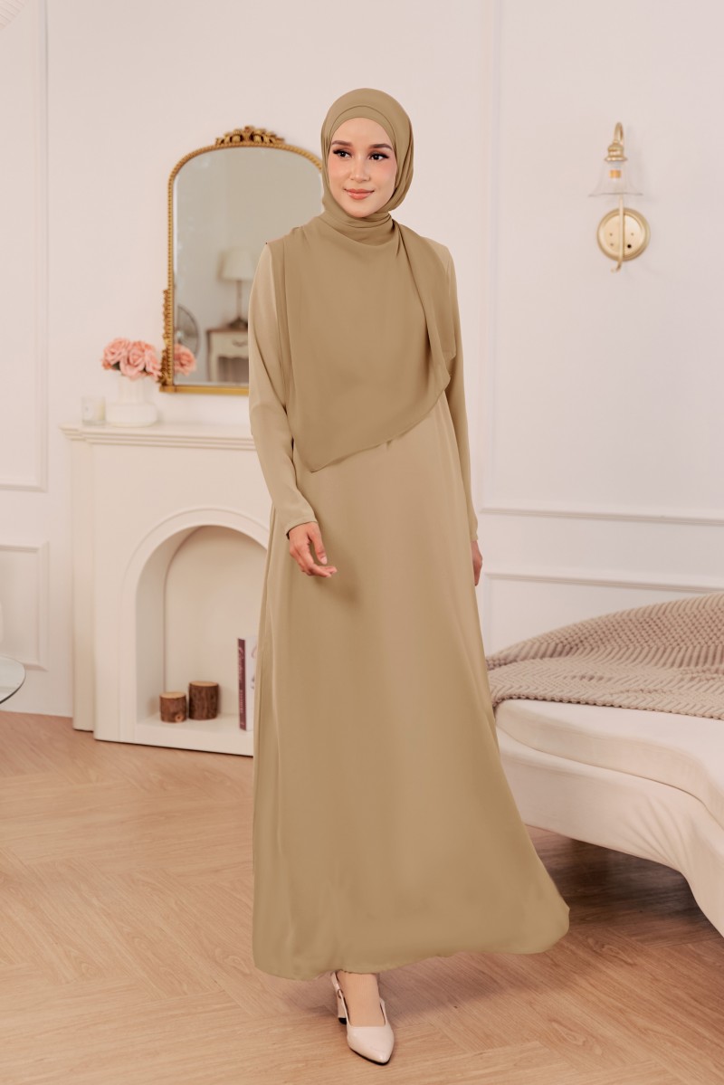 (AS-IS) THARA Dress in Soft Brown