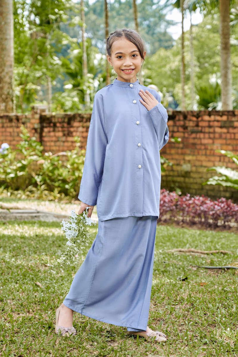 Lalita Kurung Girl in Chalk Blue