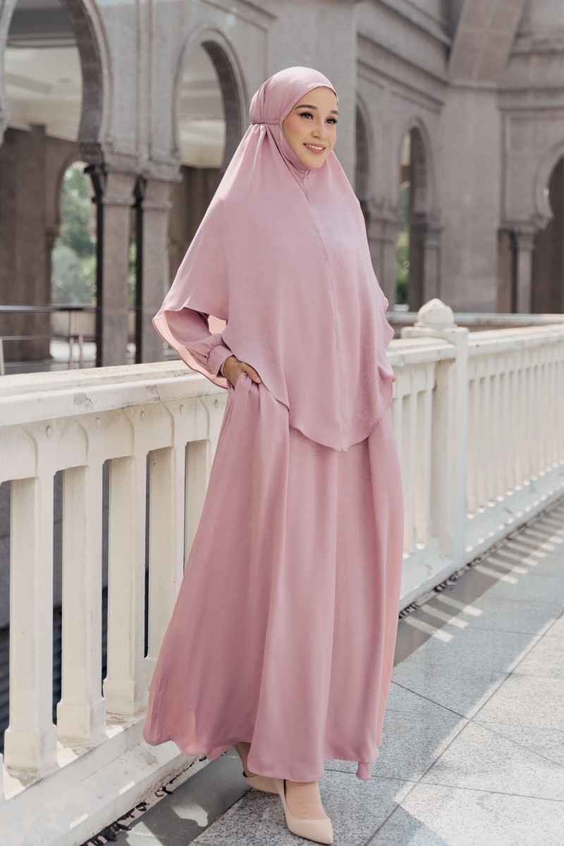 ZARIA SET with Khimar in Rose Pink