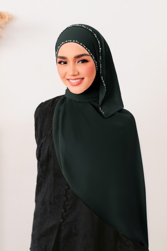 SHASMEEN Beads Long Shawl in Emerald Green