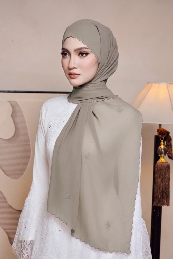 Widuri Shawl Sulam in Pale Olive Widuri Shawl Sulam in Pale Olive