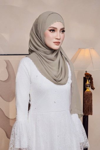 Kaseh Shawl Sulam in Pale Olive Kaseh Shawl Sulam in Pale Olive