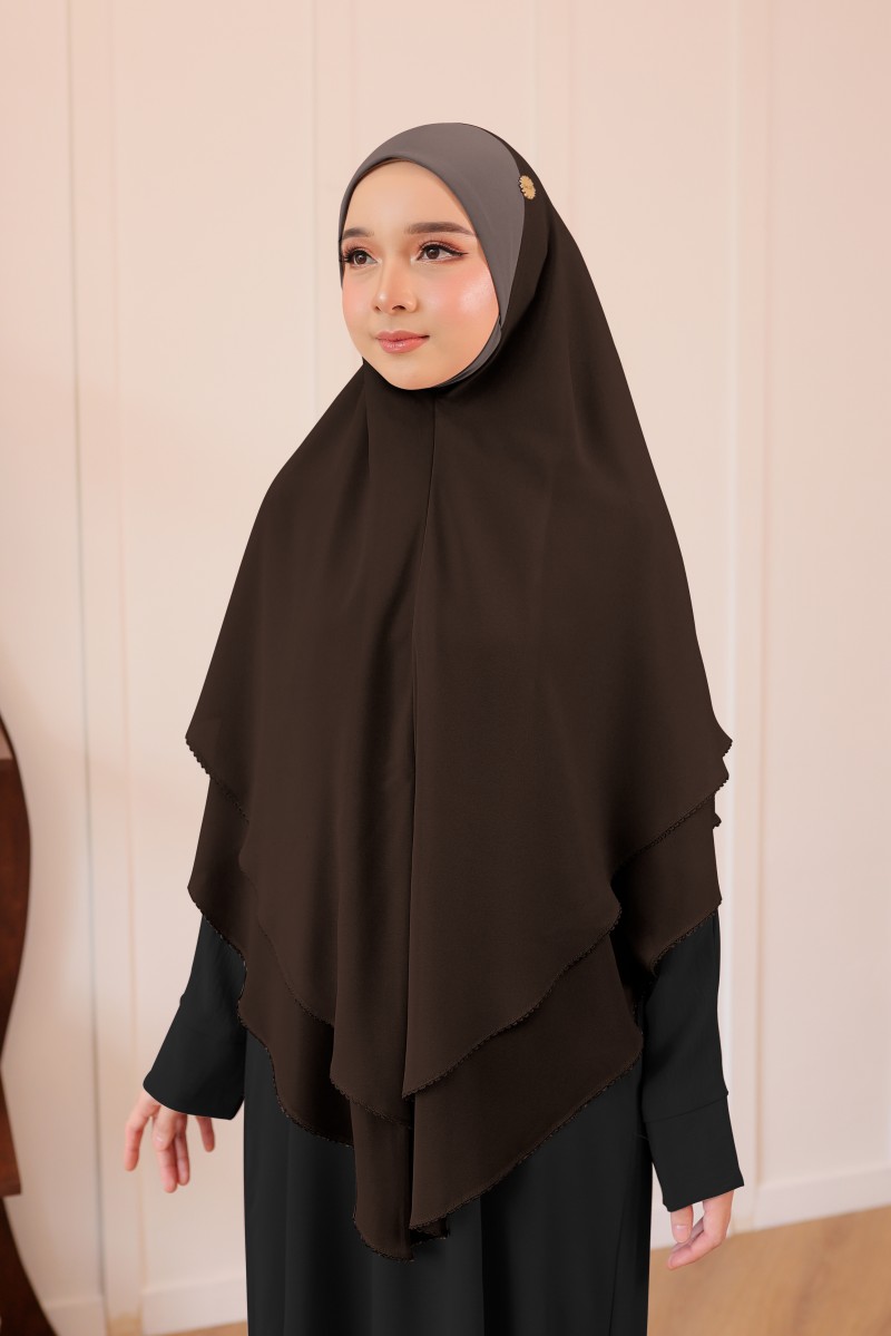 Nageena Khimar Crochet in Plum Brown