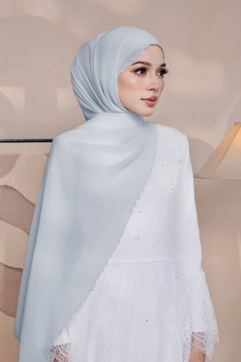 Kaseh Shawl Sulam in Soft Ash Blue Kaseh Shawl Sulam in Soft Ash Blue