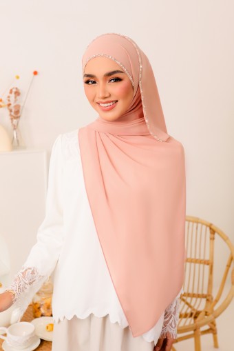 SHASMEEN Beads Long Shawl in Soft Peach