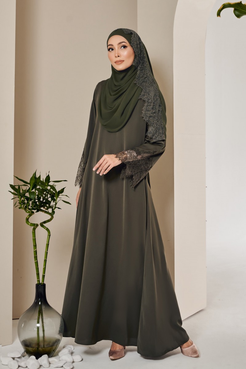 AMIA Abaya in Dark Olive